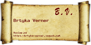 Brtyka Verner névjegykártya